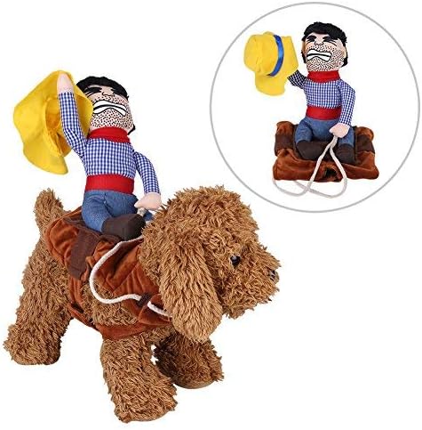 Pet Dog Costume Funny Cowboy Riders Clothes Dogs Outfit Knight Style Clothes with Doll and Hat for Halloween Cosplay Party(L) - Image 5