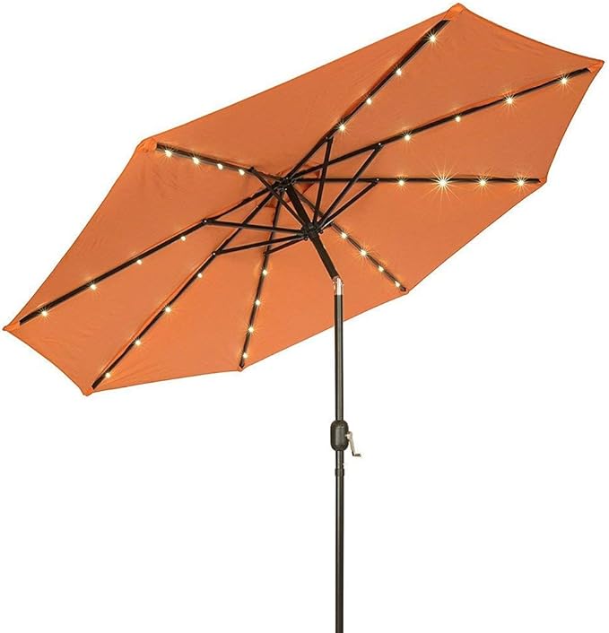 AJH Garden Parasols Patio Umbrellas 2.5M Crank Solar Light