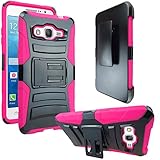 Galaxy Grand Prime Case, ATUS Heavy Duty Holster Kick Stand Case with Swivel Belt Clip For Samsung Galaxy Grand Prime + Stylus Pen (BLACK/PINK)