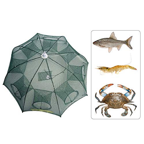 ADSRO Crawfish Trap, Portable Folded Fishing Net Hand Casting Cage Crab Trap Nylon Rope for Catching Small Bait Fish Eels Crab Lobster Minnows Shrimp
