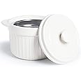 ONTUBE Ceramic Bacon Grease Container Keeper with Strainer, Frying Oil Storage Can 17oz, White
