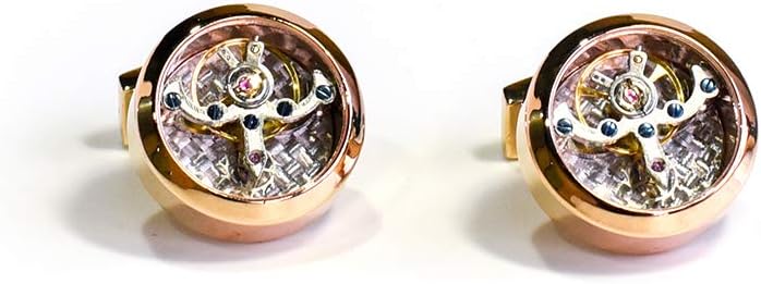 Enuo Lustrous Watch Mechanica Metal Cufflinks for Men, Luxury Unique Designer Cufflinks for French Cuff Shirt, Wedding,Business,Meeting
