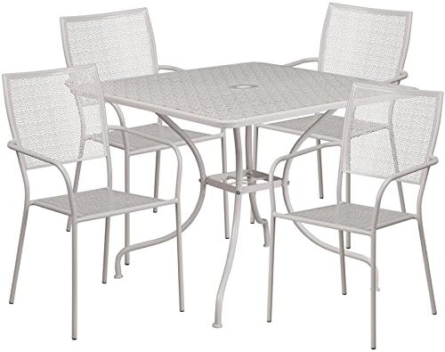 Westbury 5-pcs Table Set Square 35.5'' Light Gray w/4 Square Back Chairs
