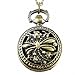 Youyoupifa Retro Bronze Dragonfly and Flower Pattern Carved Hollow Small Pocket Watch
