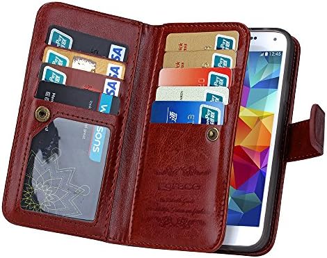 Samsung Galaxy S7 Edge Wallet Case - Egrace Purse Case Magnetic Detachable PU Leather Case With Strap &amp; Card Slot For S7 Edge 2016 (Black)