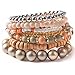 Stacked Bracelets - 7Pcs Multi Layers Bracelet - Bohemian Stretch Beaded Wrap Bangle Chain Bone