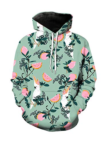 Unisex Realistic 3D Digital Print Pullover Hoodie Hooded Sweatshirt Parrot