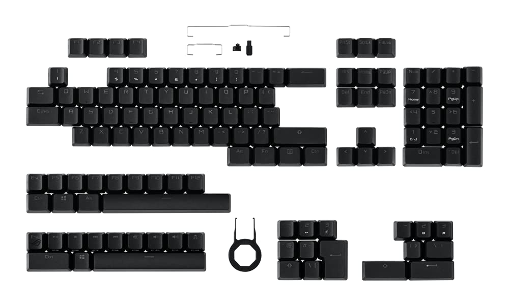 ASUS ROG PBT Doubleshot Keycap set, featuring durable PBT material keycaps, shortened stems and mid-height profiles