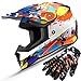 GLX GX623 Youth ATV/Dirt Bike Helmet Combo - Doodle, Large - DOT