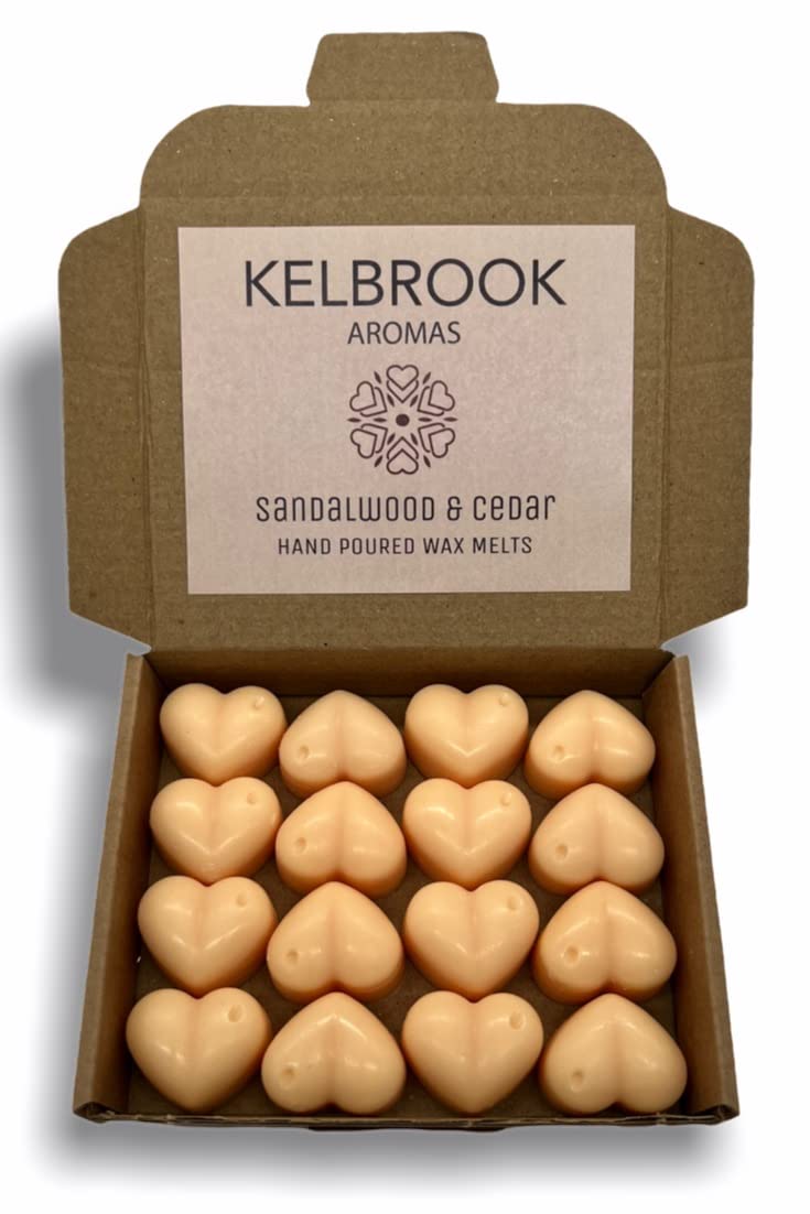 Wax Melts - Sandalwood and Cedar | 16 Pack | Strong Scented | Made in the UK | Plastic Free | Vegan