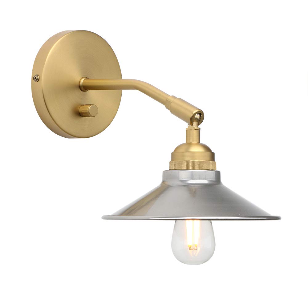 Yosoan Industrial Loft Metal Wall Light, Dimmable Switched Sconce Wall Light, E27 Vintage Wall Lamp for Living Room Kitchen Bedroom Restaurant Cafe Bar (Black + Varnish)