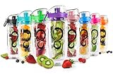 Live Infinitely 32 oz. Fruit Infuser Water Bottles with Time Marker, Insulation Sleeve & Recipe eBook - Fun & Healthy Way to Stay Hydrated