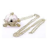 Vintage Cinderella Pumpkin Carriage Locket Pendant Chain Necklace Xmas Gift