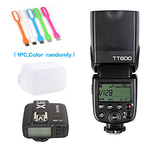 Godox TT600 High Speed Sync 2.4G Wireless Camera Flash Speedlite + X1T-C Remote Trigger Transmitter Compatible Canon+Diffuer+ CONXTRUE USB LED
