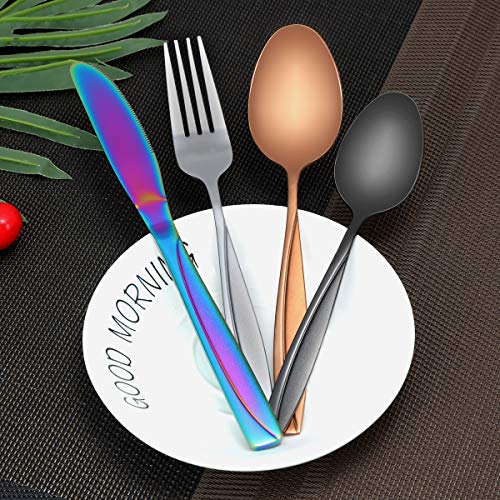 MDEALY 24Piece Rainbow Silverware Utensils Set Good Quality Stainless