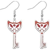 LQRI Anime Character Gifts Demon Cartoon Characters Inspired Heart-Shaped Wings Key Earrings Anime Series Merchandise