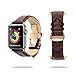 iStrap Alligator Grain Calf Leather Watch Band fit Apple iWatch 42mm Model Brown Deployment Clasp