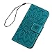 MOLLYCOOCLE iPhone SE 5S 5 Case, Wallet Case Embossed Sunflower Blue PU Leather Kickstand Magnetic Flip Folio Card Holders Slots Hand Strap Cover Case for iPhone SE 5S S