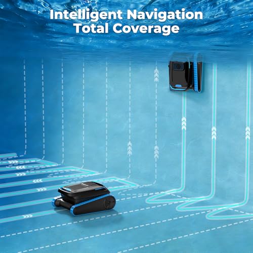 BOTLIFE Robotic Pool Cleaner, 5000 GPH Powerful Suction, Cordless Robotic Pool Vacuum for Inground/Above Ground Pools, Smart Navigation & App Control, 150μm Fine Filter for Wall/Floor/Waterline