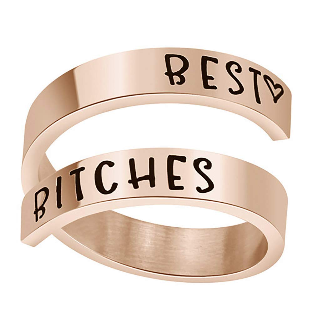 Kucheed Inspirational Rings for Women Men, Stainless Steel Engraved I am Enough Thumb Ring Jewelry, US Size 8-9 Spiral Wrap Twist Band, Personality Encouragement Finger Ring Birthday Gifts (A1)