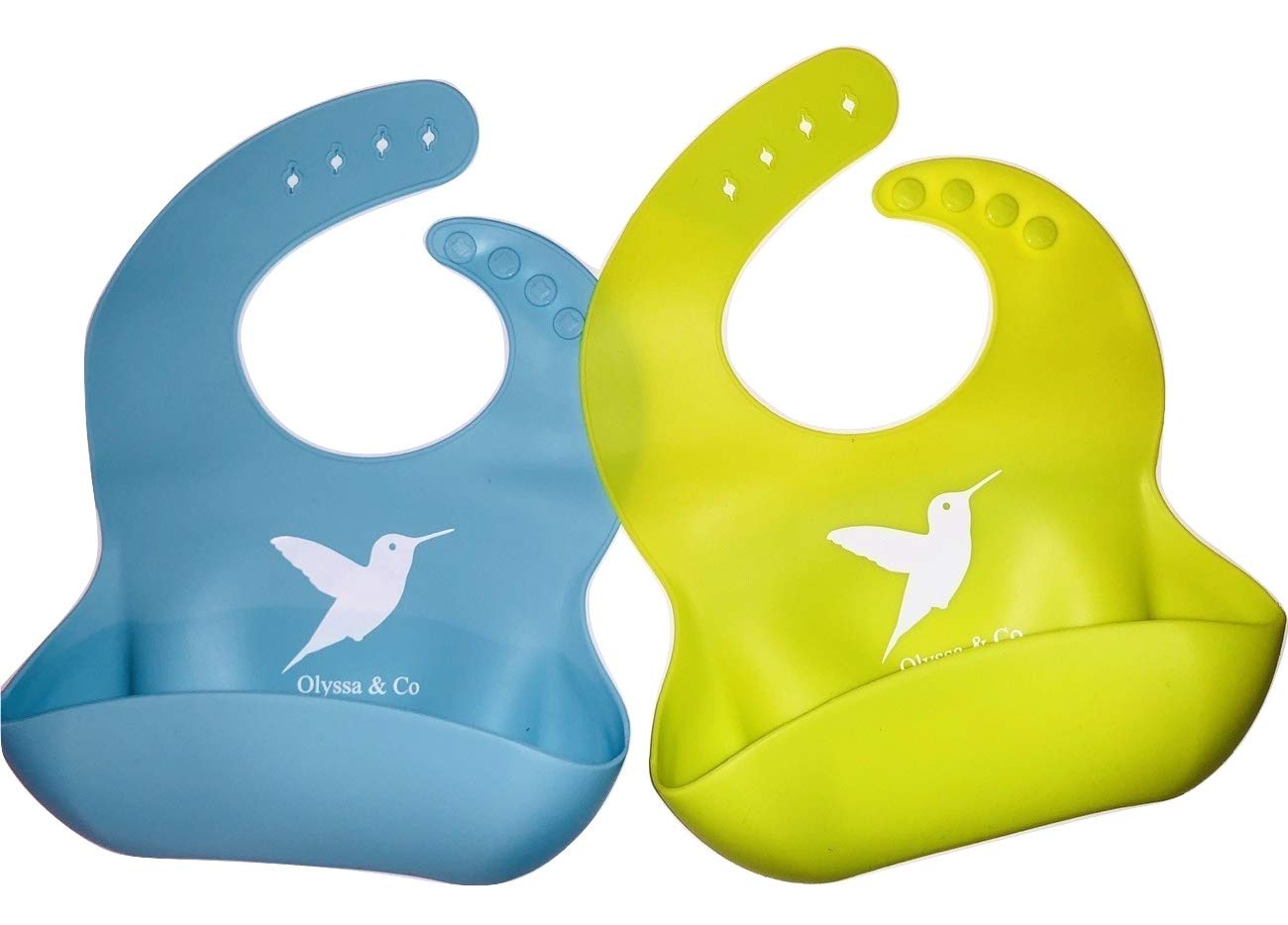 Waterproof Silicone Bib Easily Wipes Clean! Comfortable Soft Baby Bibs Keep Stains Off! Spend Less Time Cleaning, Set of 2 Colors (Lime Green/Turquoise)