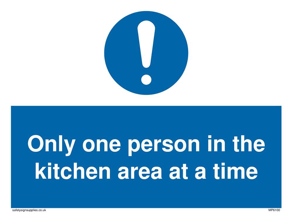 Pack of five - Only one person in the kitchen area at a time Sign - 200x150mm - A5L