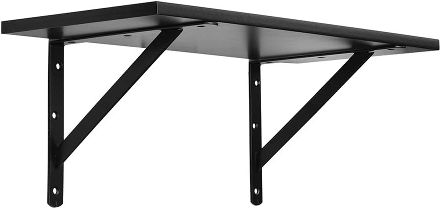 Dewell 2 Pcs 10inch Tripod Triangle Shelf Brackets, Wall Mounted Shelf Supports Black,BT250: Home Improvement