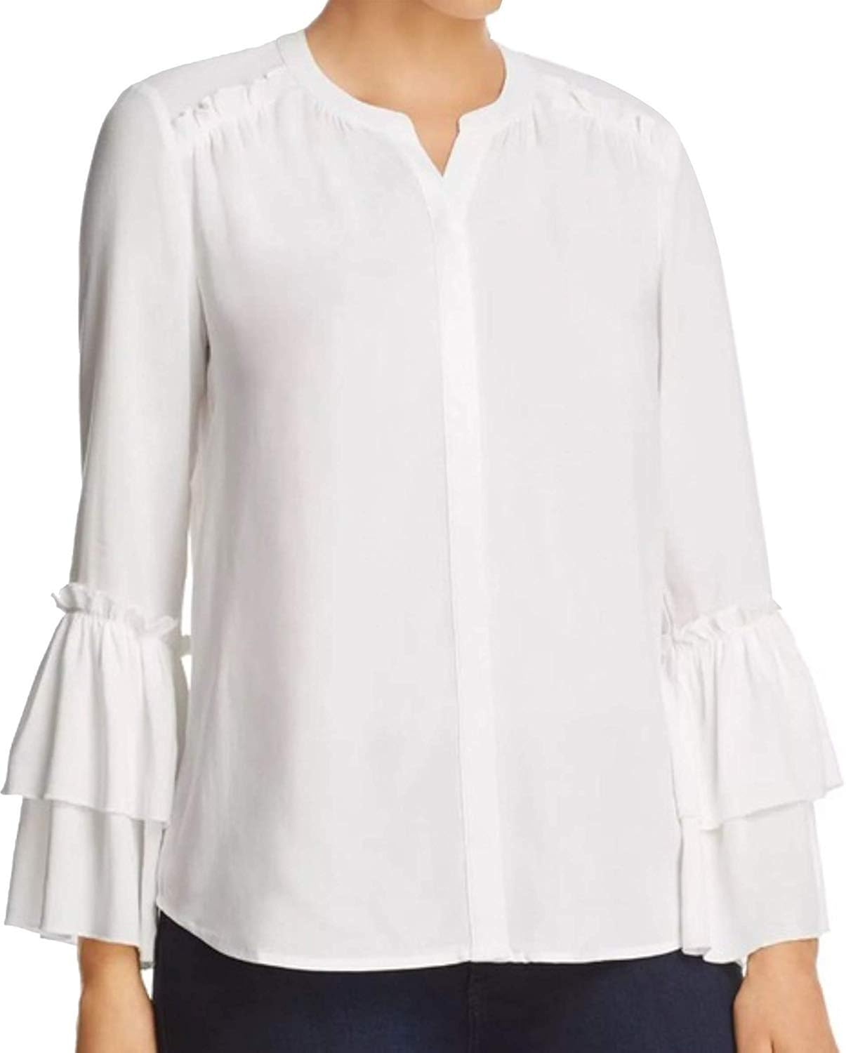 white ruffle sleeve blouse