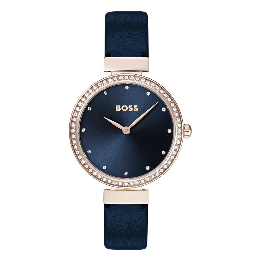 BOSS Analogue Quartz Watch for Women CELEBRATION Collection with Blue Leather Strap - 1502477
