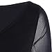 CHARMMA Women's Basic Sheer Lace V-Neck Long Bell Sleeve Elastic Casual T-Shirt (X-Large, Black)