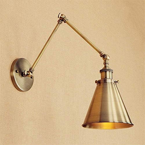 Vintage Swing Long Arm Wall Light Fixture Adjustable Loft Retro Brass LED Edison Wall Lamp Sconce Industrial Antique Metal E27 Stair Lighting (Size : 30+30cm)
