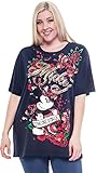 Disney Plus Size T-shirt Mickey Mouse One and Only Tattoo Print Navy 1X