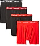 Calvin Klein Men's  Cotton Classics Boxer Brief - Medium - Black/Risk Red/Dylan Red (Pack of 4)