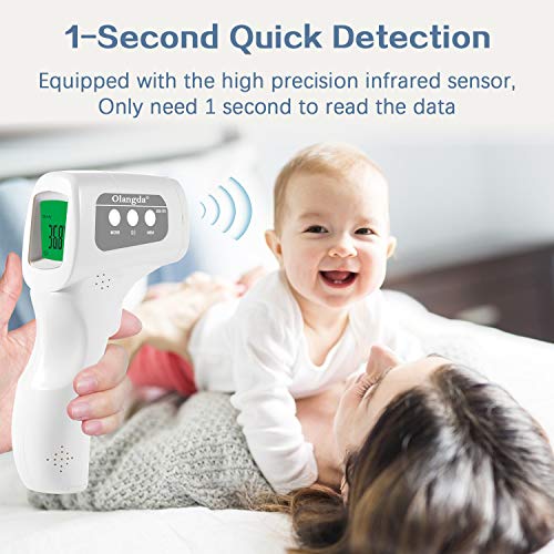 OLANGDA No-Touch Forehead Thermometer for Adults, Digital Infrared Thermometer for Adults and Kids, Body Thermometer and Surface Thermometer 2 in 1 Dual Mode Medical Thermometer