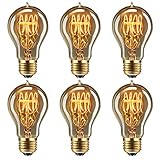 Edison Bulb, FadimiKoo Vintage Bulb 60W Dimmable A19 Squirrel Cage Filament Edison Lihgt Bulb for Home Light Fixtures Decorative, Pack of 6