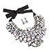 Holylove Costume Jewelry Sets for Women, Statement Necklace Costume Jewelry，Rhinestone Crystal Statement Necklace Earrings Set- Crystal