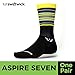 Swiftwick - Aspire Seven, Crew Socks for Cycling, Stripe Black/Yellow/Blue, Medium