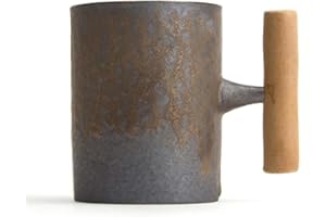 UMITEASETS - Japanese Tea Cups - Iron Style Japanese Tea Cup with Handle - Coarse Pottery Tea Mug