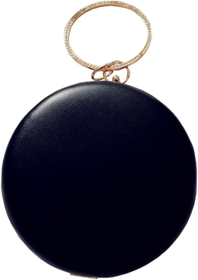 Womens Round Clutch Evening Handbag Jeweled Ring Top-handle Party Bag