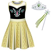 HenzWorld Little Girls Dresses Anna Coronation Costumes Snow Princess Halloween Cosplay Birthday Party Outfits Accessories Sleeveless Tank 3D Print 5-6 Years