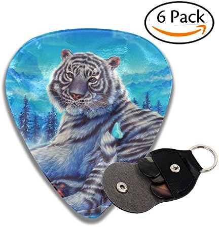 Celluloid Guitar Picks, Blue Butterfly Tiger Plectrums 6 Pack For Guitar Bass 0.46mm, 0.71mm, 0.96mm Optional