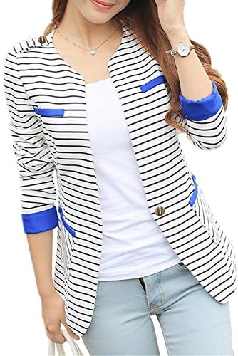 HaoMing Fashion Casual Work Blazer Office Jacket Lightweight for Women and Juniors #1 White 10