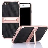 iPhone 6/ 6S Case, Vecan [Dual Layer Protection] Soft TPU & Hard PC with Kickstand Luxury Cover for iPhone 6/ 6S (Rose Gold)