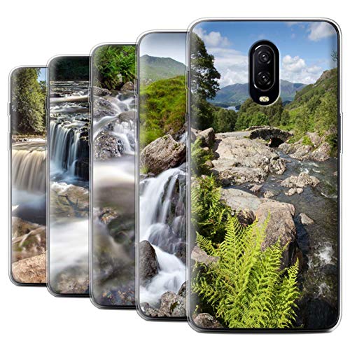 STUFF4 Gel TPU Phone Case/Cover for OnePlus 6T / Pack 7pcs / Waterfalls Collection