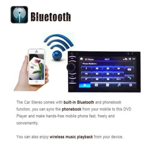 2 Din Car Stereo with Backup Camera, 6.2 Inch Touch Screen Bluetooth Receiver AM/FM/USB/SD DVD CD Player Steering Wheel Control Rear View Reverse Parking Cam - Thumbnail 3