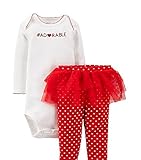 Infant Girls 2 Piece Set with Onsie and Red Tutu Leggings Size 6 Mos.