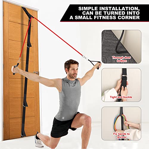 Door Anchor Strap for Resistance Bands, Multi Point Door Anchor, Heavy Duty Door Anchor for Exercise Bands, Control Track for Resistance Bands, Door Anchor Attachment, Easy to Install