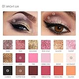 Eyeshadow Pallets, 18 Pigmented Eyeshadow Palette, Focallure Matte Glitter Shimmer Gold Colorful Makeup Eye Shadow