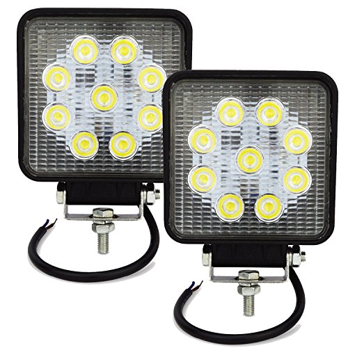 Willpower 2Pcs 4 inch Square Led Work Light Bar 27W 2200LM Driving Pods Flood Beam Work Lamp for Off-Road SUV Boat 4X4 Jeep JK 4Wd Truck DC 12V-24V