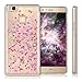 kwmobile TPU Silicone Case for Huawei P9 Lite - Soft Flexible Protective Cover with Flowing Liquid - Hearts Snow Globe Dark Pink/Transparent